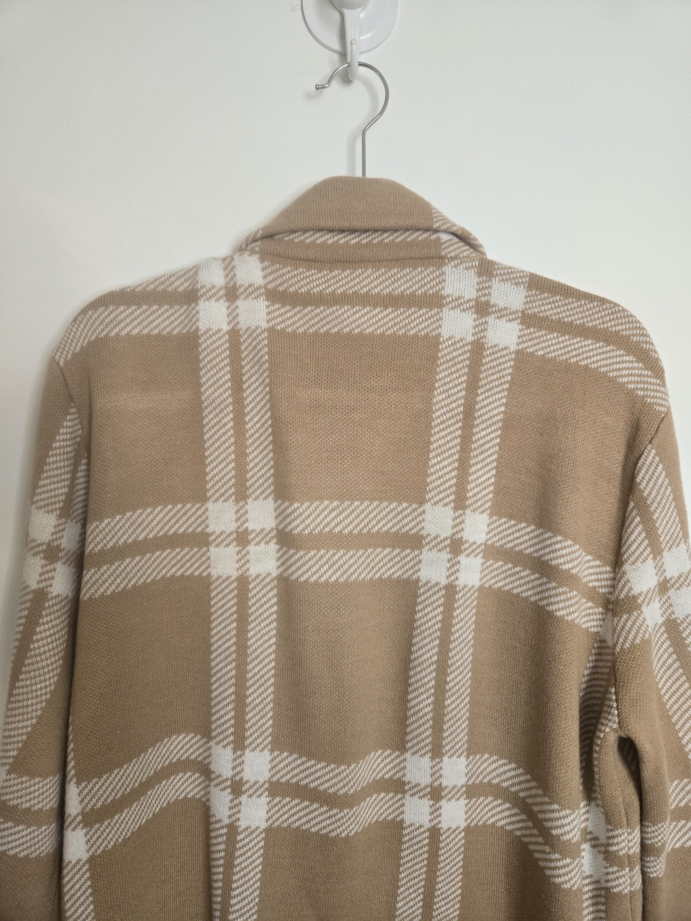 Anne Klein Camel & Cream Plaid Double-Breasted Coatigan Womens Size XL - Picture 5 of 10